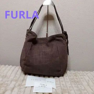 FURLA 훌라 숄더 토트백 천연 가죽 브라운 악어 엠보싱