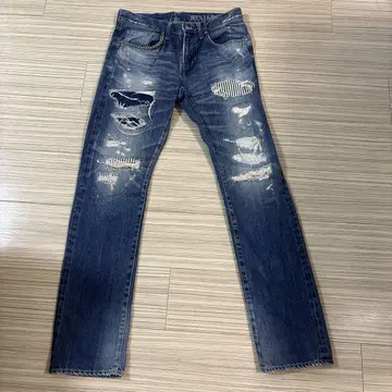 HYSTERIC GLAMOUR RSM 가공 데님 슬림 스트레이트 팬츠
