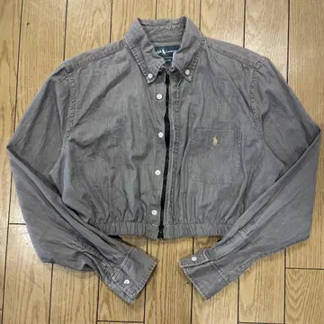 RALPH LAUREN 긴팔 셔츠 리메이크 크롭 기장 그레이 M 사이즈