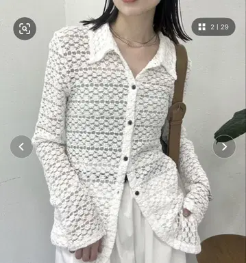 카라 부착 레이스 가디건