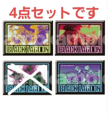 BLACK LAGOON DMM 스크래치 E상 스퀘어 캔뱃지 4점 세트