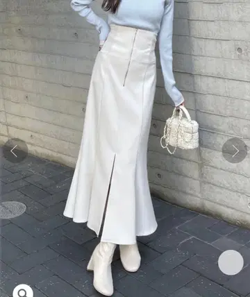 택 포함 새상품 clear 허리 리브 슬릿 머메이드 스커트 아이보리