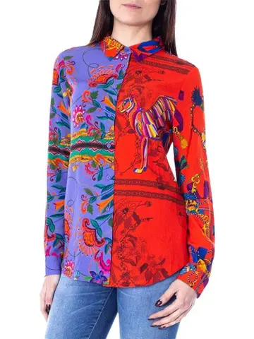 Desigual 올 패턴 롱 슬리브 셔츠 레이온 XL 07002 S