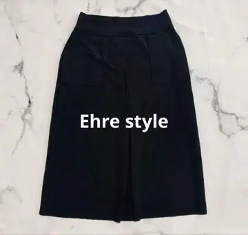 에 Ehre style 슬림 핏 니트 스커트 블랙