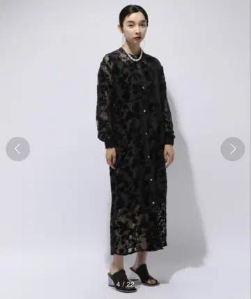[ HARE ] 블랙 플라워 무늬 시어 롱 원피스