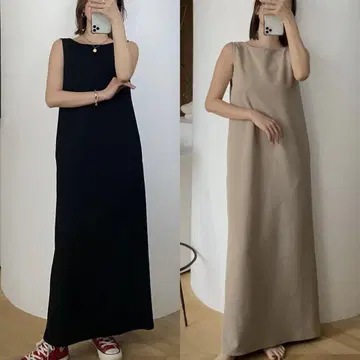 시루무린 보트넥 스트레이트 2way 원피스 블랙 S 사이즈