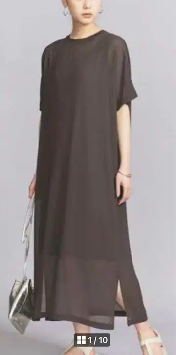 당일 발송! 유나이티드 애로우즈 쉬폰 레이어드 돌먼 슬리브 원피스