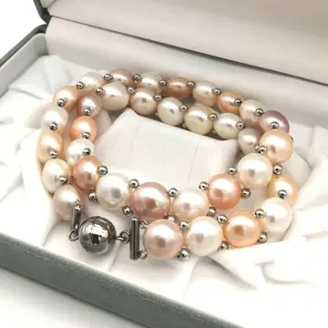 새상품급 진주 목걸이 멀티 컬러 자석 12.5mm~13.0mm 대형