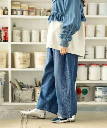니코앤드 NKJ25SSBELTBARRELDENIM 배럴 데님 인디고 L