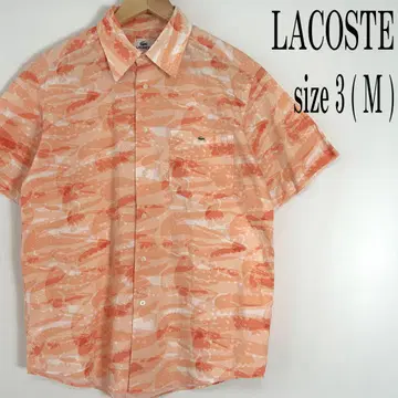 LACOSTE 라코스테 일본제 로고 자수 반팔 올 패턴 셔츠 3 M