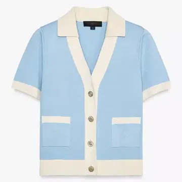 ZARA 숏 슬리브 니트 자켓 라이트 블루 L 사이즈 상의