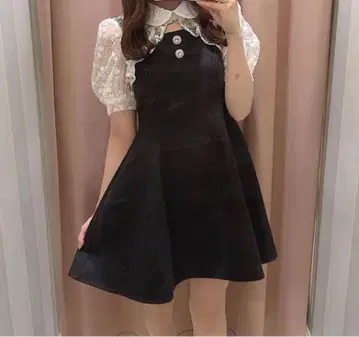 evelyn 초커 비쥬 원피스 블랙