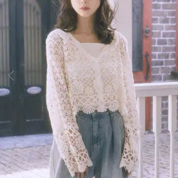 크로셰풍 V넥 가디건