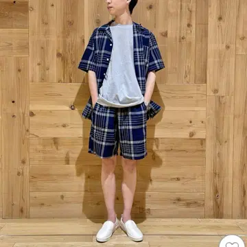 무인양품 마드라스 체크 셋업 셔츠 팬츠