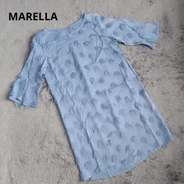 MARELLA 마렐라 프린지 7부 소매 원피스 스카이블루 사이즈 38