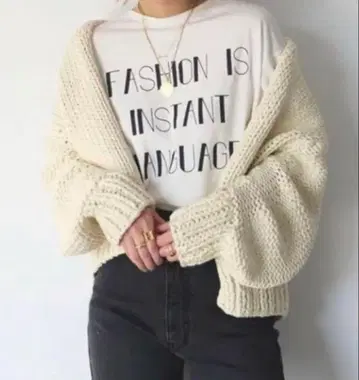 볼륨 가디건 베이지 코튼 100%