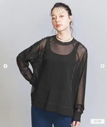 BEAUTY&YOUTH 폴리에스테르 튤 래글런 슬리브 풀오버