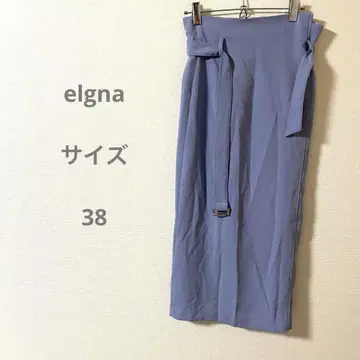 elgna 옅은 파랑 타이트 스커트 허리 리본 포함