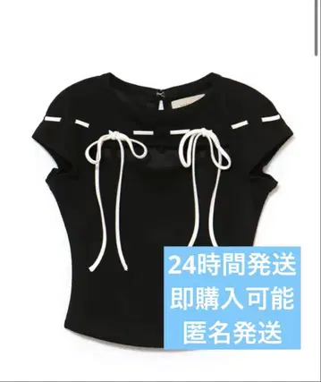 블랙 Gigi ribbon tops andmary