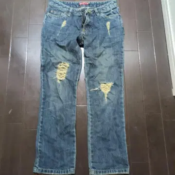 GUESS 데미지 가공 스트레이트 데님 S