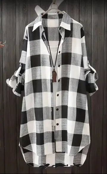 체크 무늬 셔츠 3XL 롱 기장