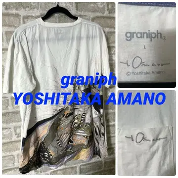 graniph 남성용 L 티셔츠 아마노 요시타카 뱀파이어 자수 로고