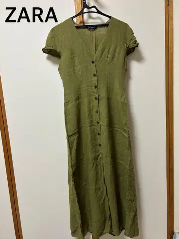ZARA 올리브 그린 린넨 원피스 2WAY 가디건 린넨100 터키산