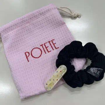 [새상품] POTETE 포테테 와플 스크런치 큐빅 핀