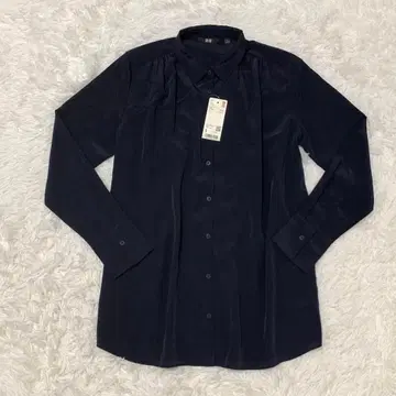 하자품 새상품 UNIQLO 유니클로 긴팔 샤이니 개더 블라우스 S 네이비