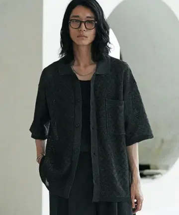 WYM JACQUARD MESH KNIT SHIRT 사이즈 M