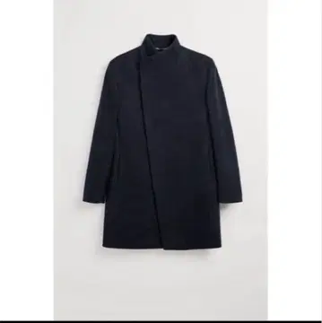 ZARA 하이넥 울 블렌드 코트 네이비 그레이 M