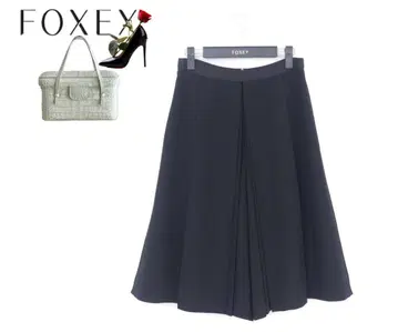 새상품급 FOXEY 폭시 와이드 팬츠 38 블랙 폴리에스테르