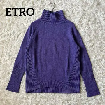 캐시미어 25% ETRO 에트로 하이넥 스웨터 니트 리브 절개