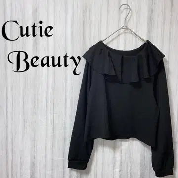 [ 큐티뷰티 ] 긴팔 티셔츠 프릴 옷깃 블랙 걸리시 깔끔