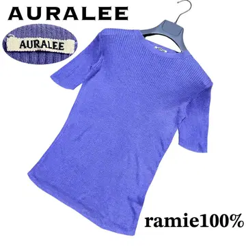 오라리 라미 린넨 100% 썸머 니트탑 반팔 티셔츠 보라색