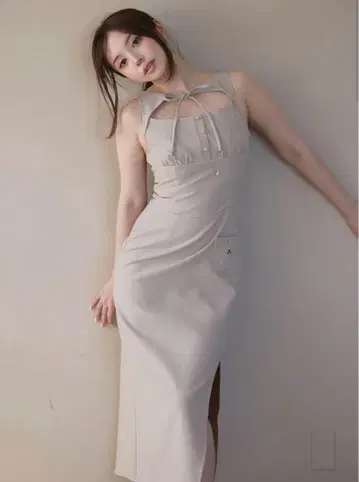 andmary Navi ribbon long dress
