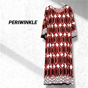 PERIWINKLE 7부 소매 원피스 빨간색 핑크 브라운