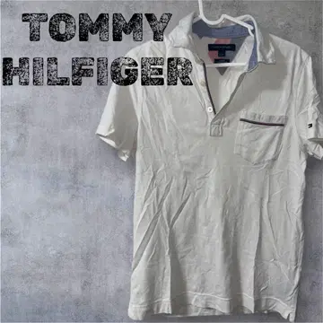 TOMMY HILFIGER 화이트 피케 셔츠 여름옷 남성용 구제 의류