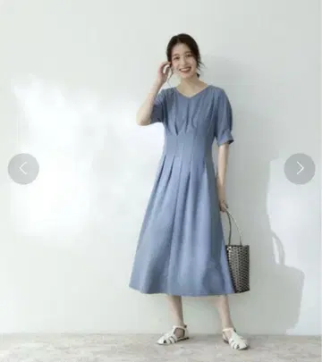 [새상품급] N. 린넨 느낌 허리 턱 원피스 내추럴 뷰티 베이직