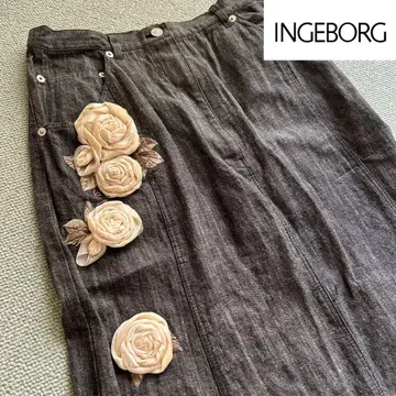잉게보그 INGEBORG 장미 데님 롱 스커트