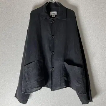 FLAX 린넨 블랙 셔츠 자켓 L 린넨 흑먹색