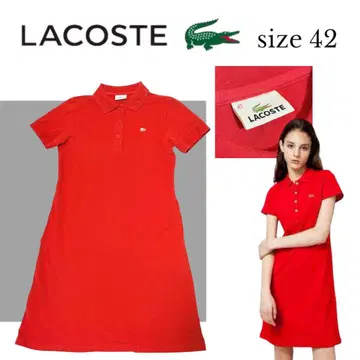 새상품급 LACOSTE 라코스테 폴로 원피스 레드 42 일본제