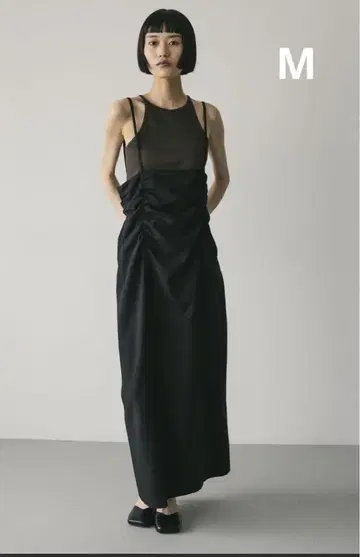 스타일미 셔링 서스펜더 스커트