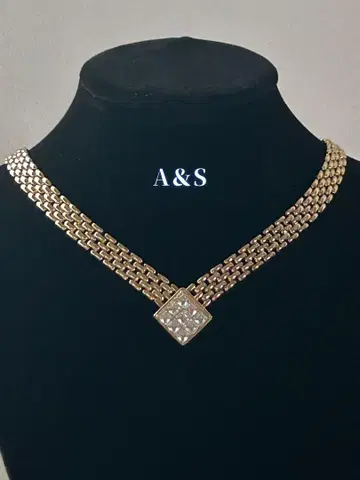 A&S 앳우드 앤 소여 골드 목걸이 다이아몬드형 장식