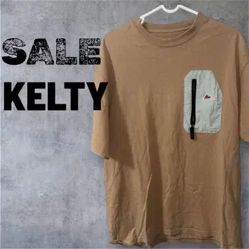 KELTY 베이지 티셔츠 포켓 부착 남성용 구제 여름옷