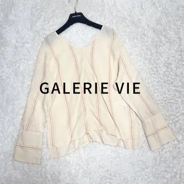 GALERIE VIE 린넨 100% V넥 블라우스 스트라이프 정가 2