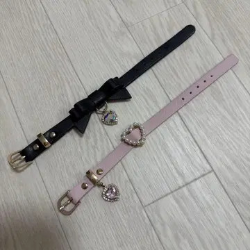 리즈리사 LIZ LISA 팔찌 블랙 핑크 리본 하트