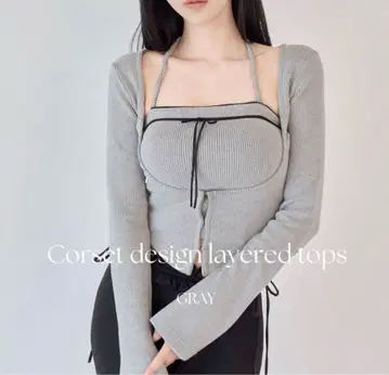 YILON Corset 디자인 layered tops 그레이