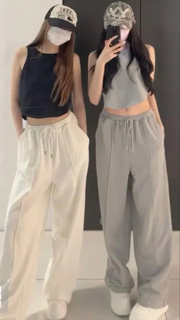 새상품 GRL 핀턱 와이드 스웨트 팬츠 그레이