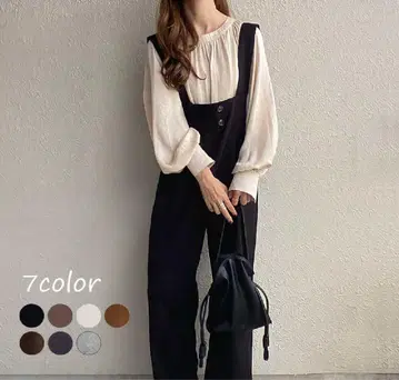 버튼 살로펫 오버롤 차콜
